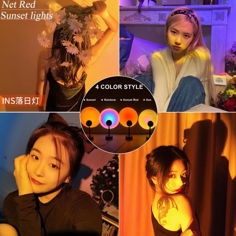 [Hàng Hot]  Đèn Hoàng Hôn TIK TOK, Đèn Chụp Ảnh Sống Ảo Sunset Kèm 4 Miếng Phim Đổi Màu,Trang Trí Phòng Ngủ