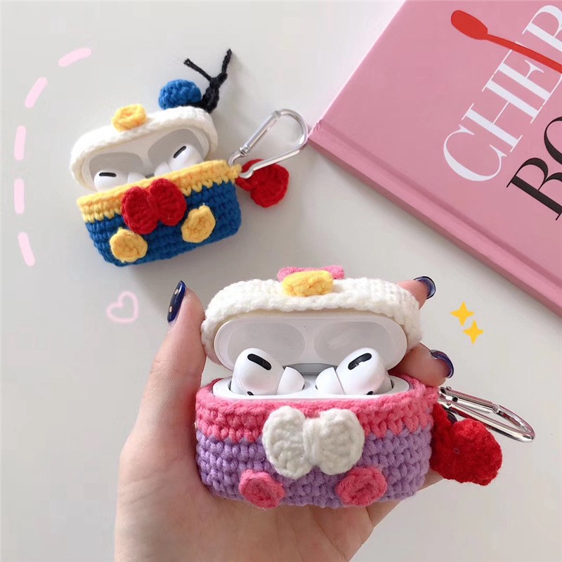 3D Donald Duck Daisy Knitted Airpods case Cute Apple AirPods Pro 1/2/3 Cover Anti Crack wireless bluetooth Earphone Case
