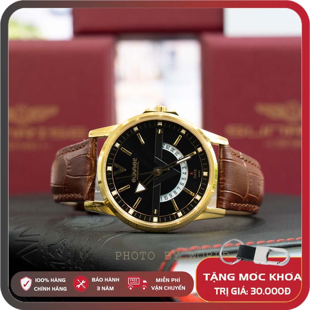 Đồng hồ nam, đòng hồ Sunrise DM1116SWA full hộp, thẻ BH 3 năm, kính sapphire chống xước, chống nước