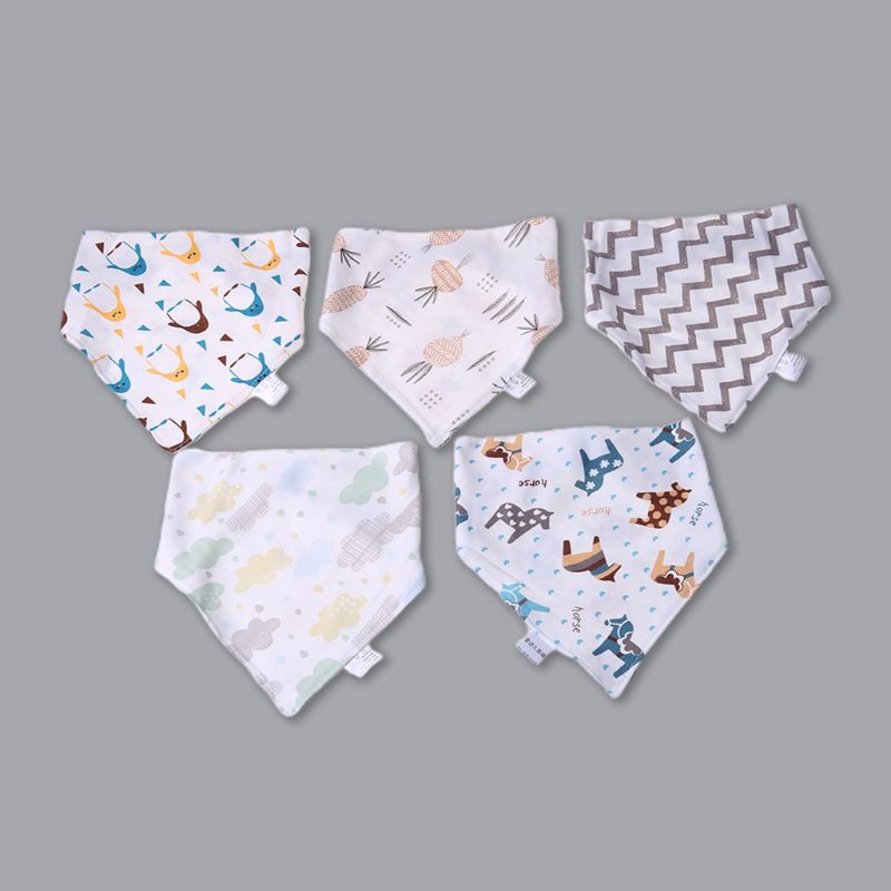 Set 5 Yếm Ăn Cotton Xinh Xắn Dành Cho Bé