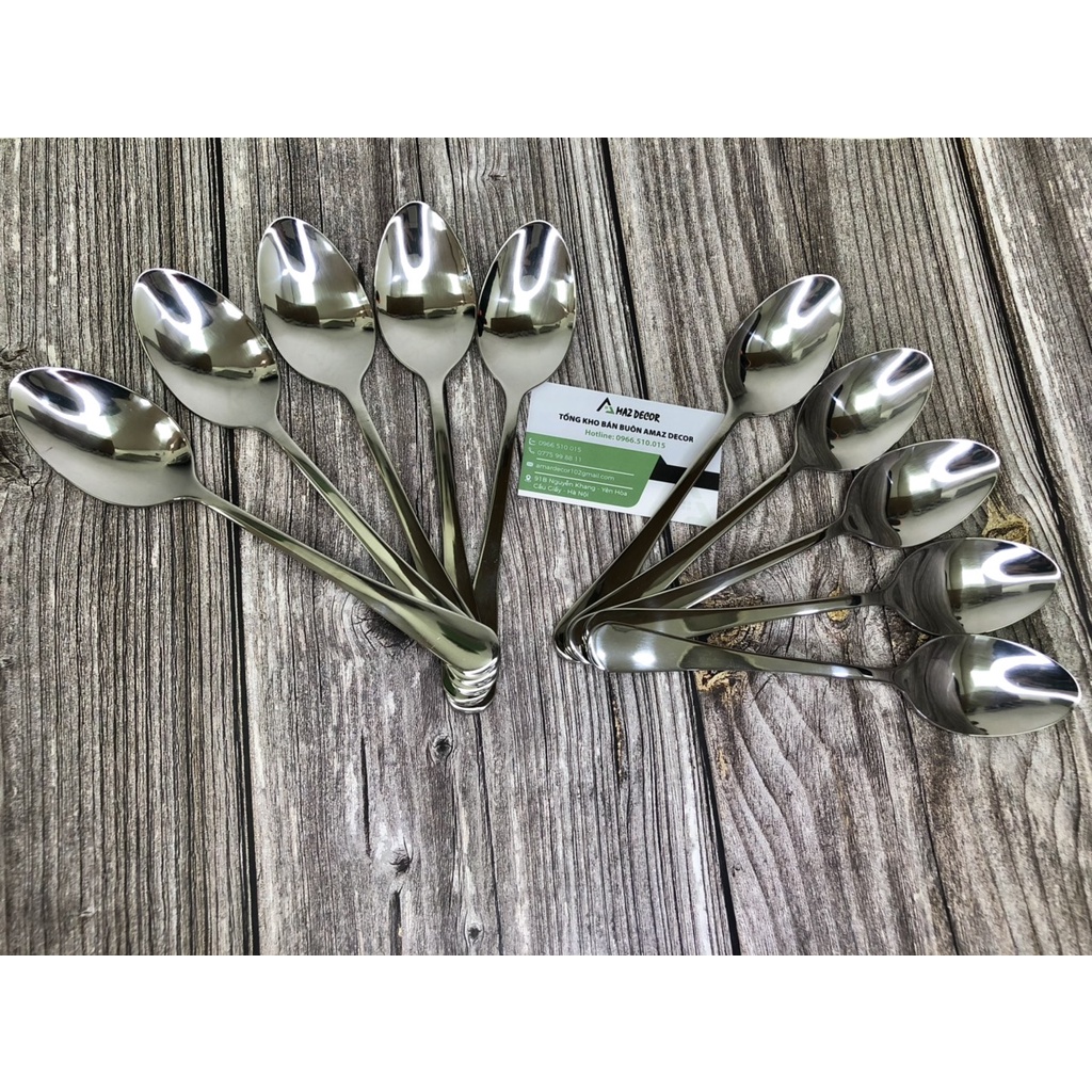 Thìa muỗng ăn chính sang trọng inox cao cấp TD214545 đuôi tròn dành cho phòng ăn gia đình nhà hàng khách sạn
