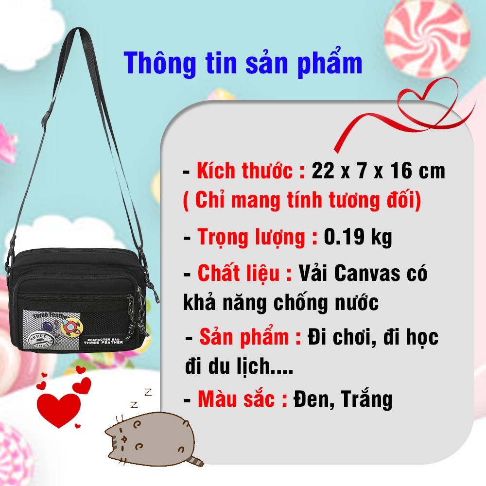 Túi Đeo Chéo Nam Nữ Đi Học, Đi Chơi Nhiều Ngăn Vải Canvas, Túi Đeo Chéo Có Khả Năng Chống Nước Arhi Shop