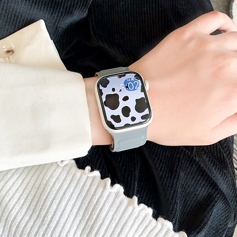 Dây Đeo Nam Châm Silicone Cho iwatch7 Series 6/5/4/3/SE 41mm45mm APatch7 40mm44mm Ap band 7 6 5 4 SE