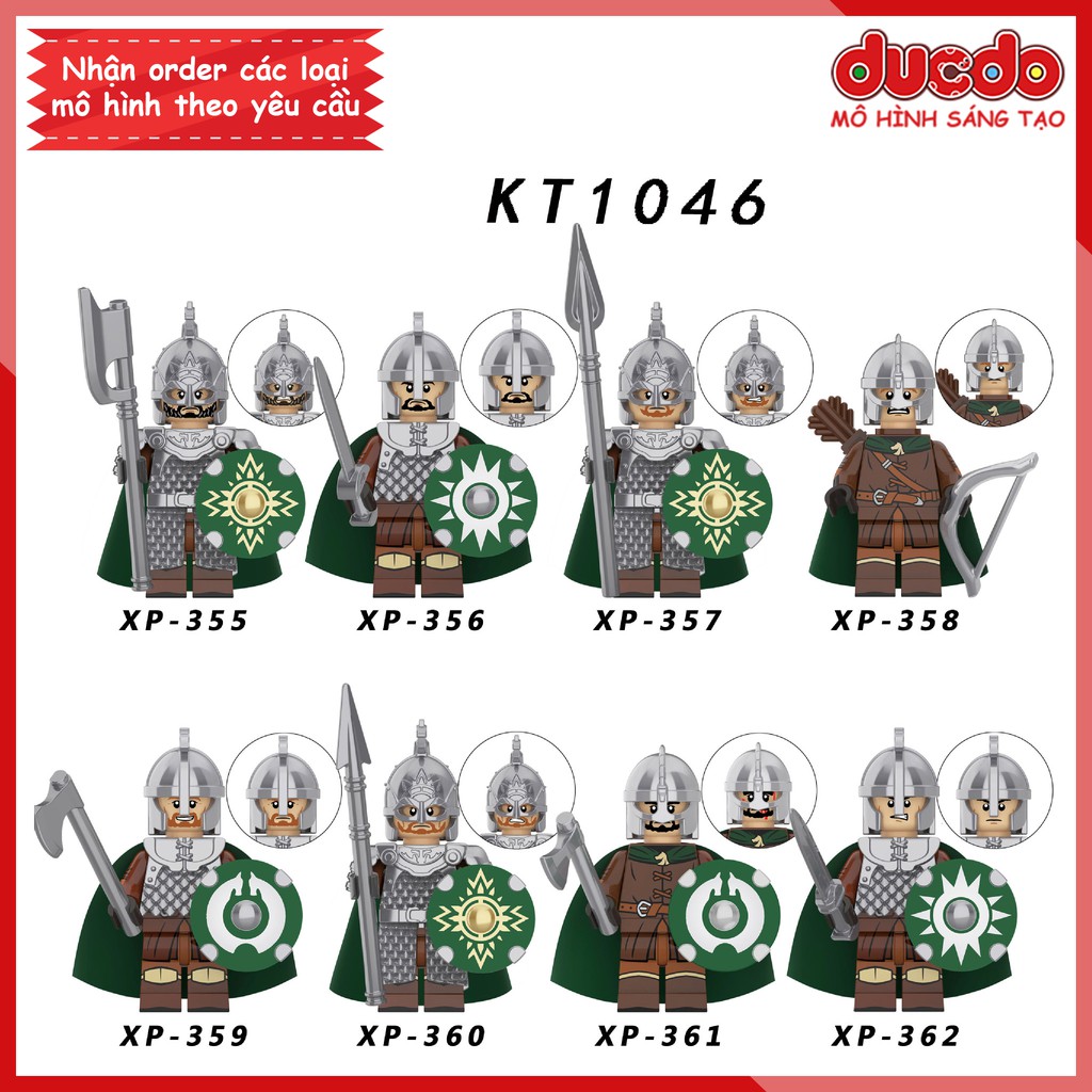 Combo 8 Minifigures chiến binh Rohan trong Chúa Tể Những Chiếc Nhẫn - Đồ chơi Lắp ghép Xếp hình Mini KORUIT KT1046