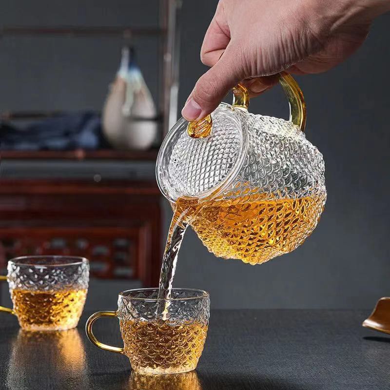 Bộ bình trà và 4 chén thuỷ tinh siêu nhẹ cao cấp Chịu nhiệt 150 độ C 9631039