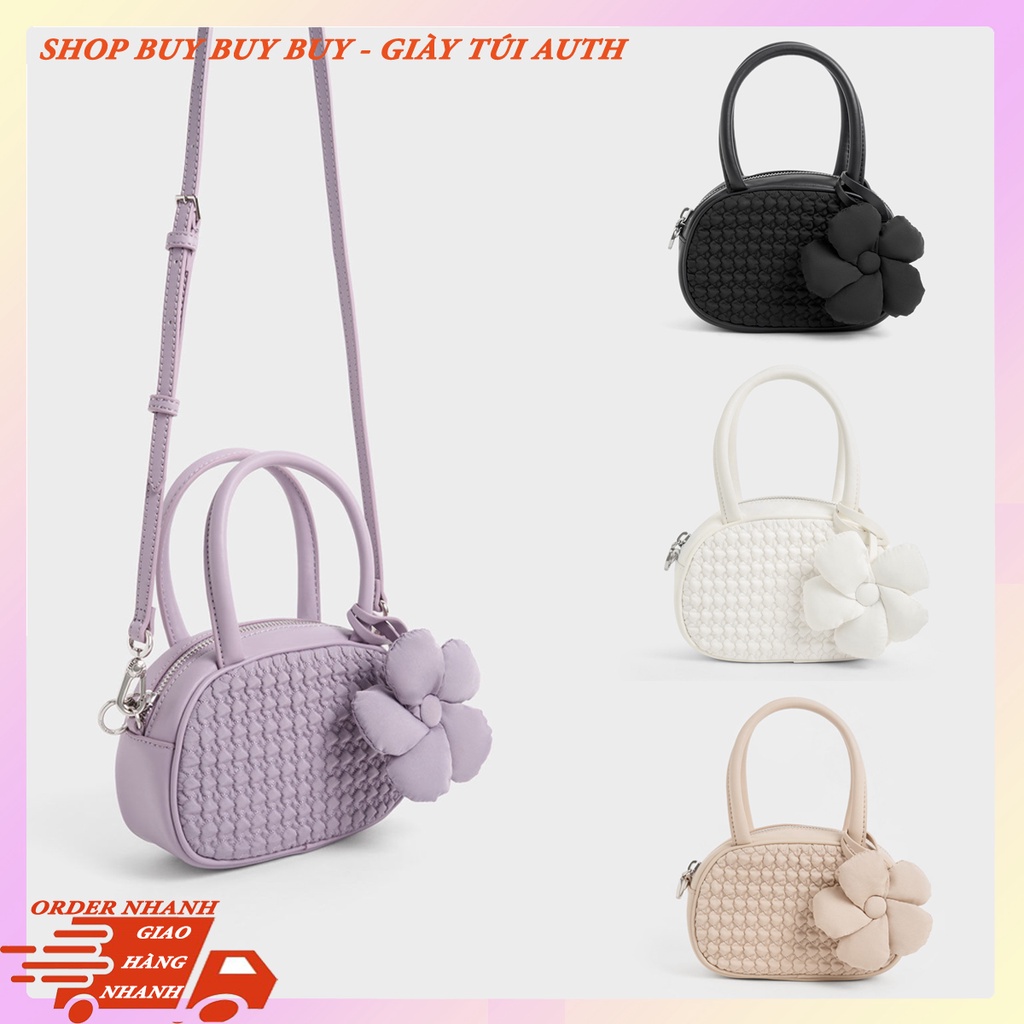 Túi xách nữ đeo chéo Charles and Keith charm hoa xinh xắn | Auth - Order Sing