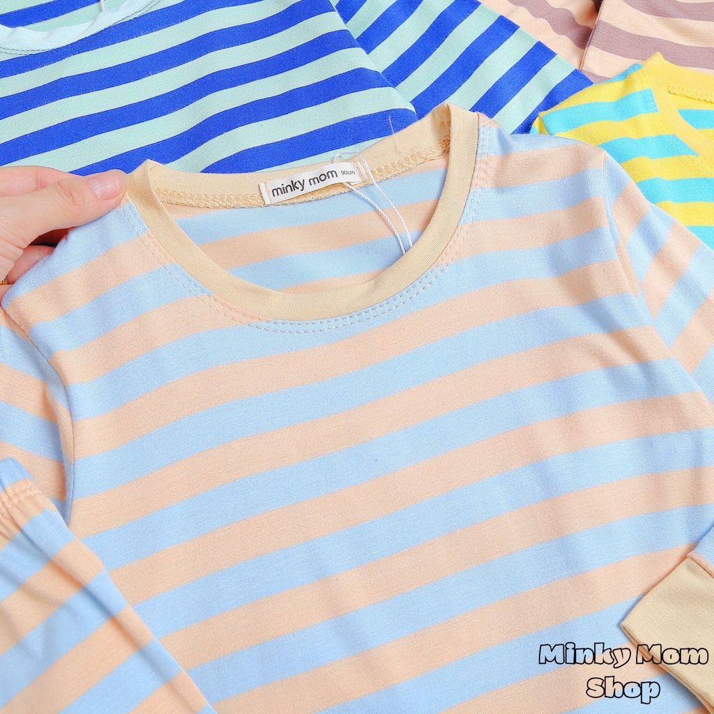 Bộ Dài Tay MINKY MOM Kẻ  ⚡FREESHIP⚡ Chất Thun Lạnh Cho Bé Trai Thoải Mái, Thoáng Mát Ngày Hè