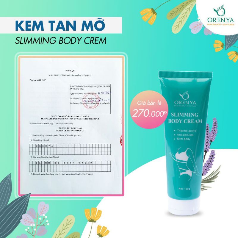 KEM TAN MỠ GỪNG QUẾ ORENYA  _KEM MÁT XA  MỞ BỤNG TAY CHÂN