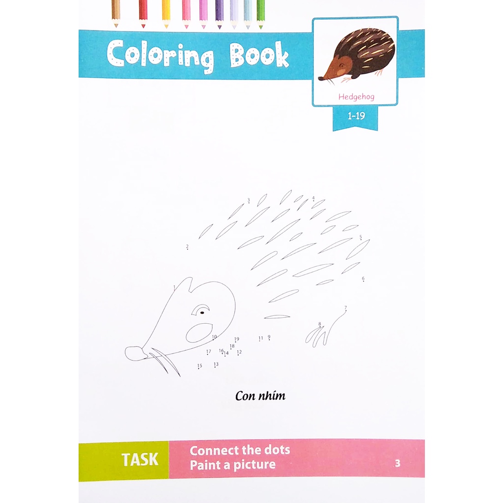 Sách Dot To Dot Coloring Book - Nối Số &amp; Tô Màu - Động Vật Hoang Dã