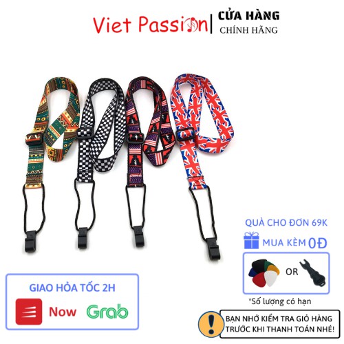 Dây đeo đàn ukulele Cờ Anh không cần đục thùng hàng loại 1 Viet Passion