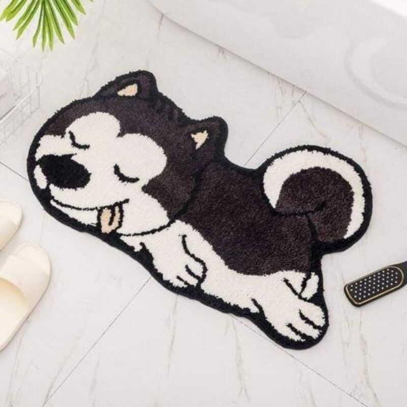 Thảm lau chân 3D họa tiết hình thú dễ thương, thảm bếp nhà tắm lông cừu chống trượt thấm nước kích thước 40x60