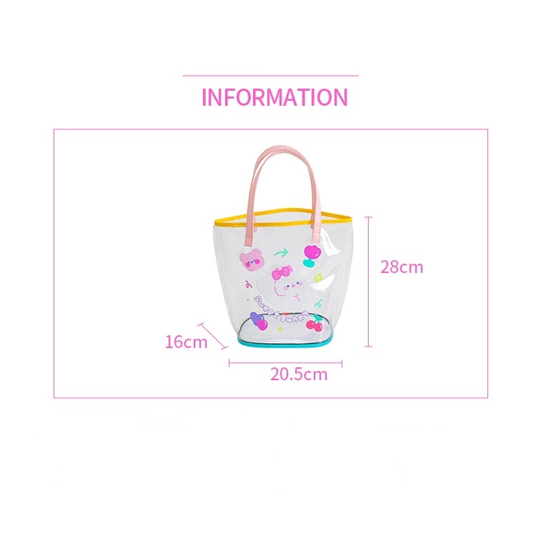 Túi Tote Trong Suốt In Hình Thỏ Hoạt Hình Dễ Thương