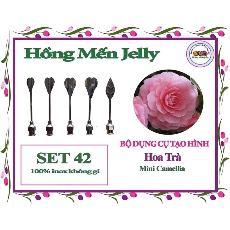 Hoa Trà Mini 5 kim Set42 Dụng cụ làm thạch 3D Hồng Mến jelly