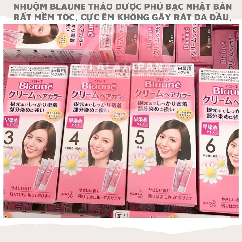 Thuốc nhuộm tóc nâu chocolate phủ bạc thiên nhiên Blaune Nhật Bản