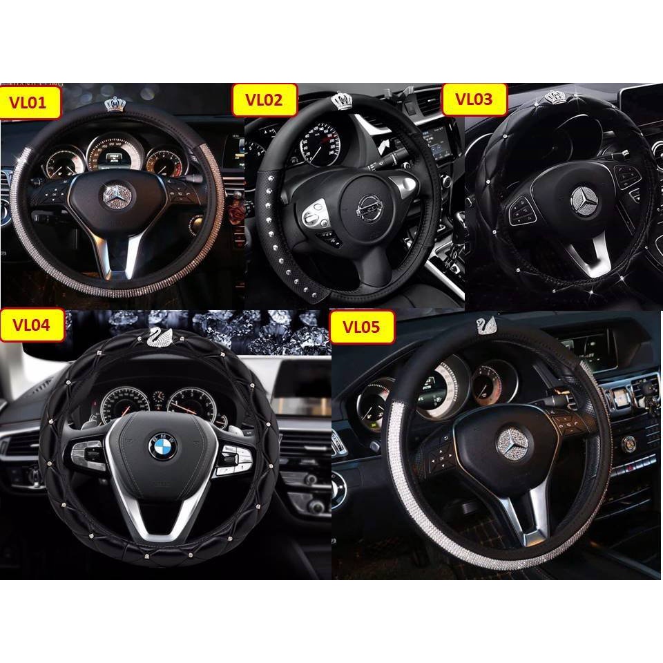 Bọc vô lăng đính đá  decor thiên nga,vương miện, chanel, bọc vô lăng xe hơi