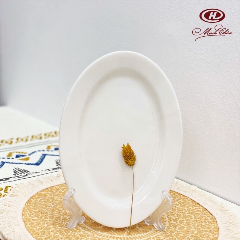 Đĩa Bầu dục  sứ xương Minh Châu - Vỡ 1 đổi 1
