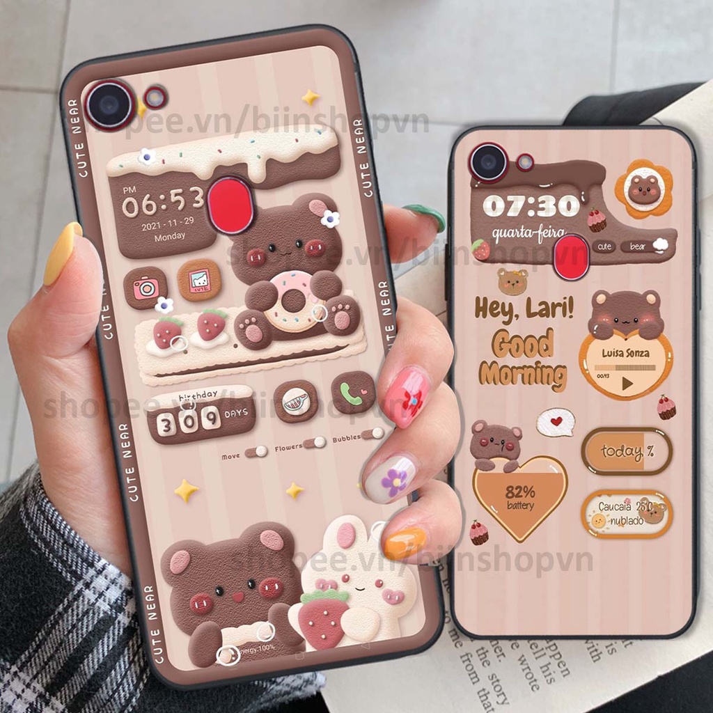 Ốp Oppo F5 / F5 Youth / F7 in 3D icon gấu nổi siêu xinh, siêu đáng yêu, cá tính phong cách