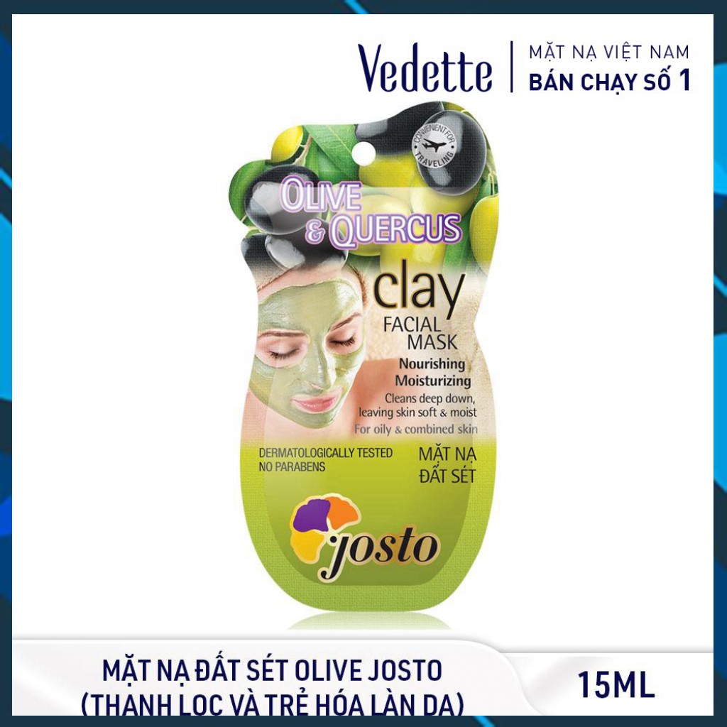 Mặt Nạ Đất Sét Trắng Và Olive JOSTO 15ml - DƯỠNG ẨM & NUÔI DƯỠNG LÀN DA - TPM033