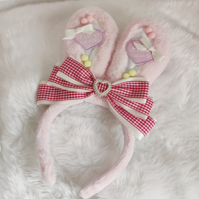 Băng Đô Tai Thỏ Hoạt Hình Thắt Nơ Xinh Xắn Dành Cho Nữ