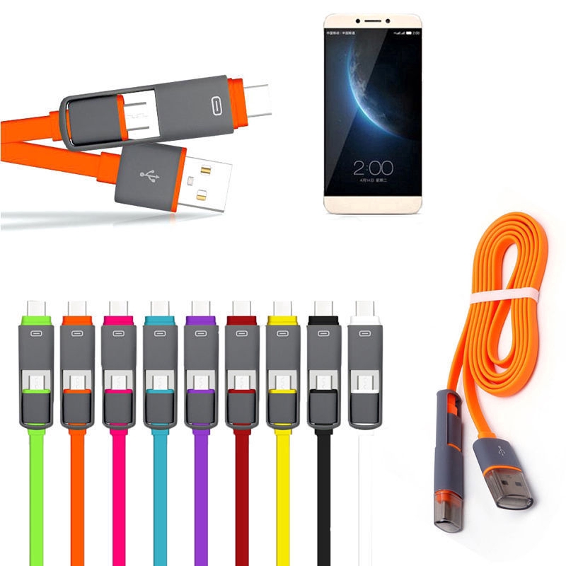 Dây cáp sạc 2 trong 1 &amp; Micro USB sang USB Type C cho Android Samsung Huawei Xiaomi Vivo