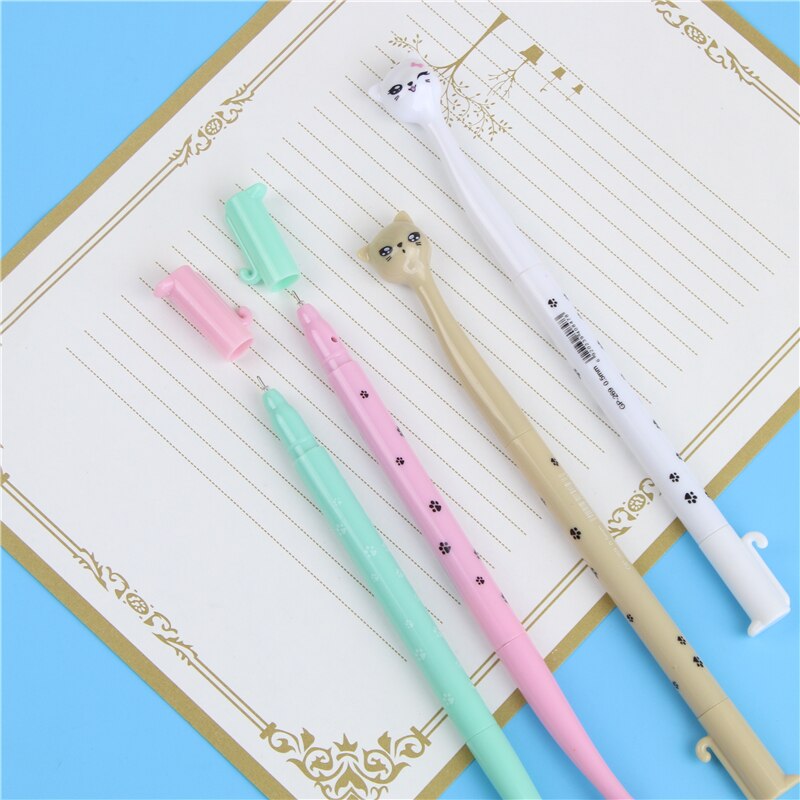 Set 4 Bút Mực Nước Ngòi 0.5mm Tạo Hình Mèo Dễ Thương