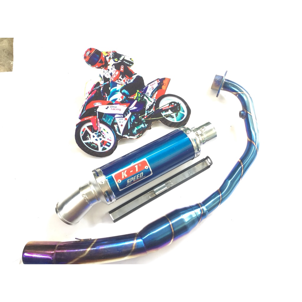 Pô K1 XANH full cổ bầu hơi titan gắn cho exciter, winer, sonic, raider fi, satria, gsx, cbr, fz, tfx, r15