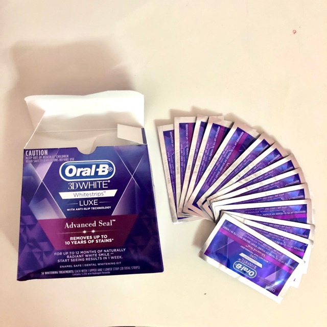 Miếng Dán Trắng Răng Oral B 3D White Luxe Advance Seal Whitening Treatment Úc