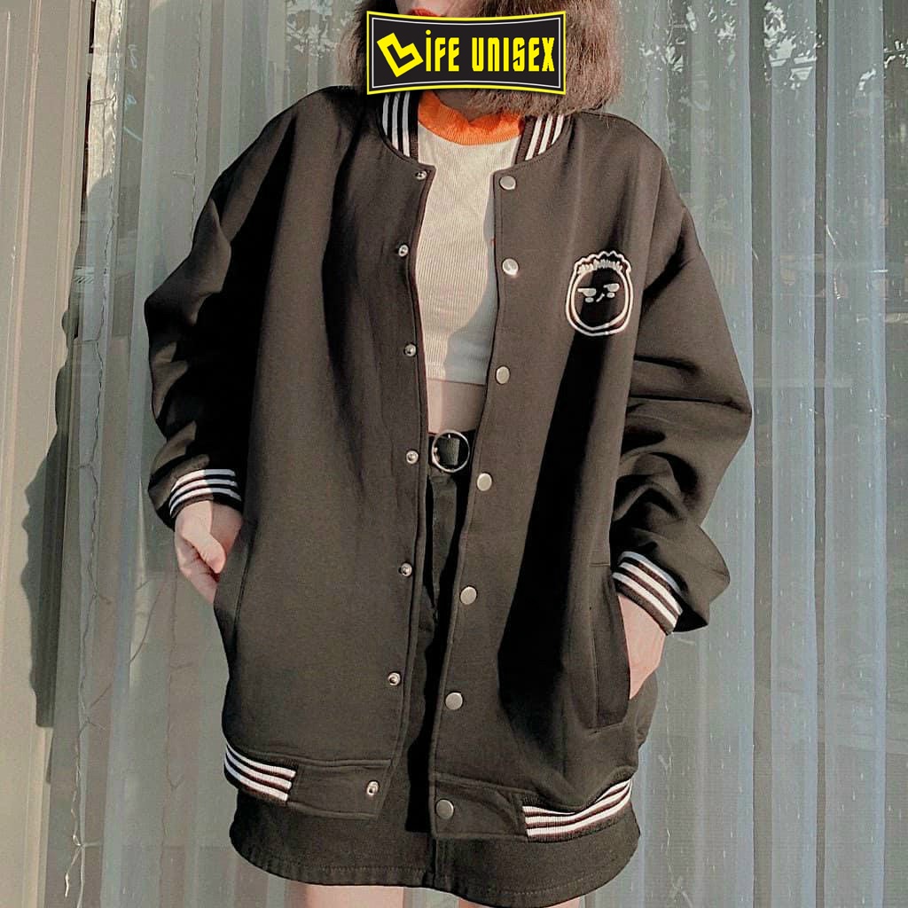 Áo Khoác Bomber Nỉ BOMBER TÓC XOĂN Nam Nữ Ulzzang Unisex Có Nút, Áo Khoác Nỉ Form Rộng LIFE UNISEX