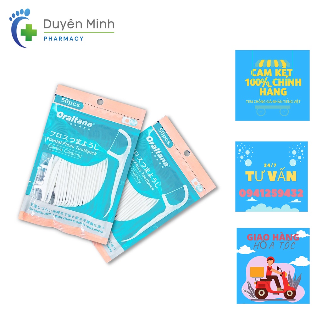 TĂM CHỈ NHA KHOA ORALTANA 5 SAO GÓI 50 CHIẾC- TĂM CHỈ Y TẾ CHẤT LƯỢNG CAO