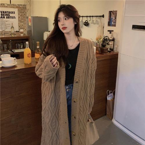 Áo Khoác Cardigan Dệt Kim Dáng Rộng Phong Cách Hàn Quốc Thời Trang Thu Đông Mới