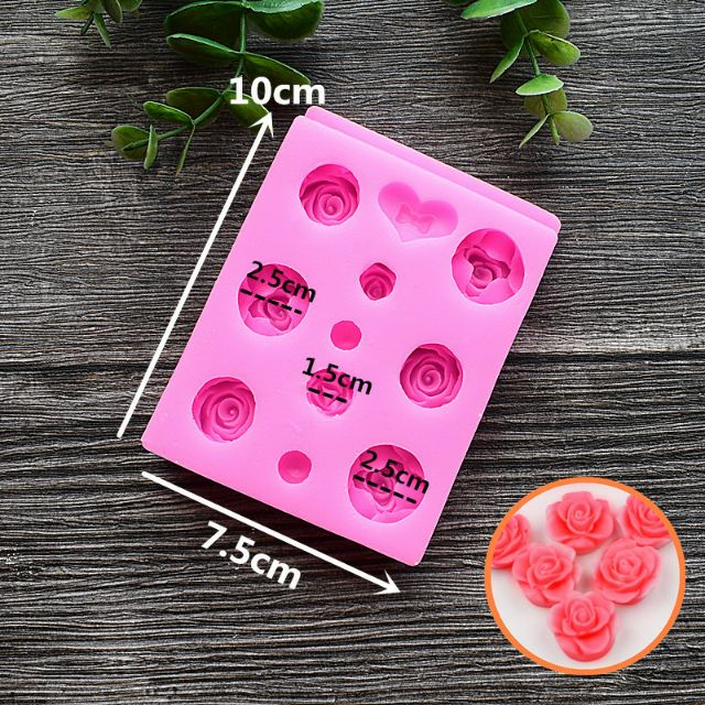 Khuôn silicon 4D 8 bông hoa hồng nhỏ Mã SG3109