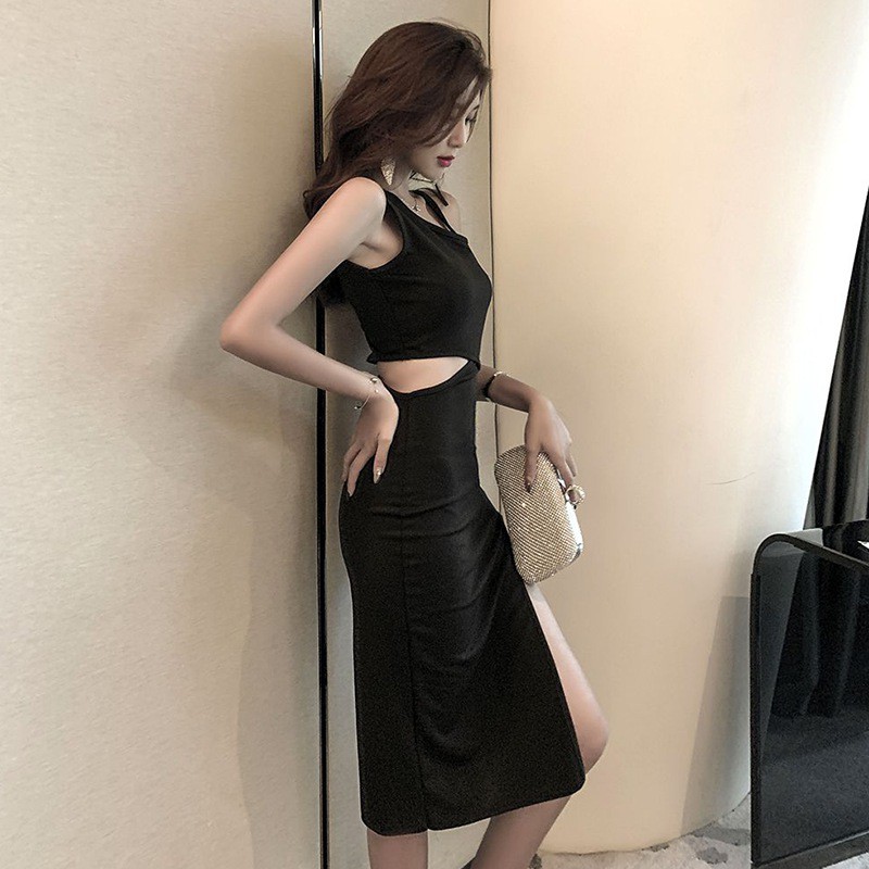 Sexy Ladies Temperament Slim Waist Split All-match Bottoming Dress