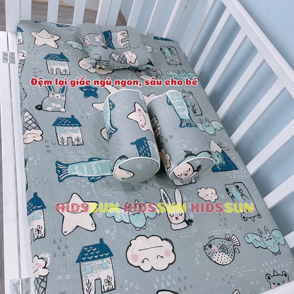 Bộ Gối Lõm Gối Chặn KIDSSUN Cho Trẻ Sơ Sinh Chống Méo Đầu Định Vị Thân Thể Full Màu Sắc