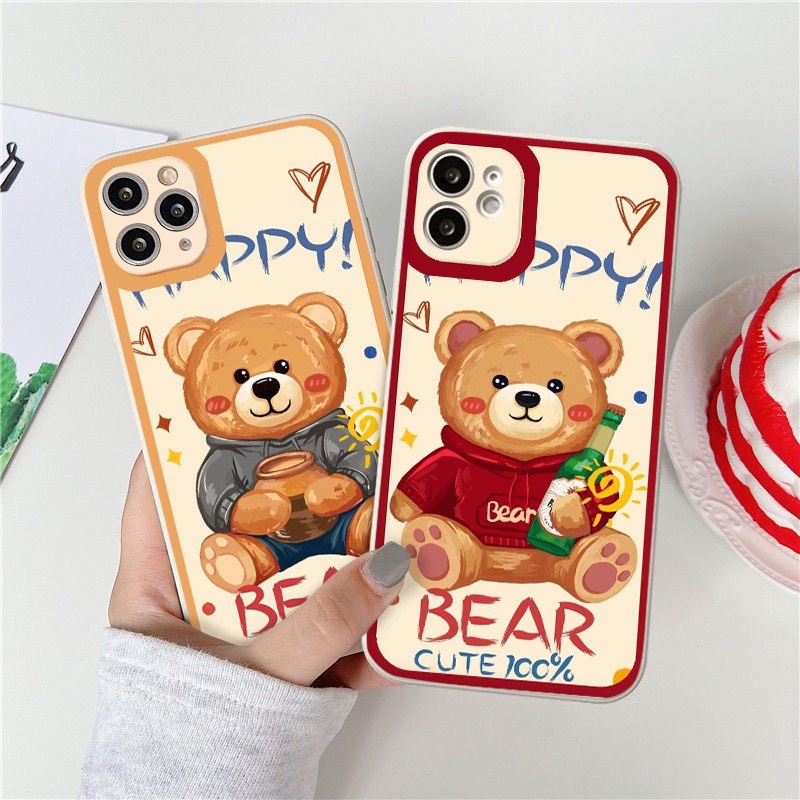 Ốp Lưng Iphone Cạnh Vuông, Bảo Vệ Camera BEAR CuTe ip 7Plus,8Plus,x,xs,xsmax,11,11promax,12,12promax,13,13promax