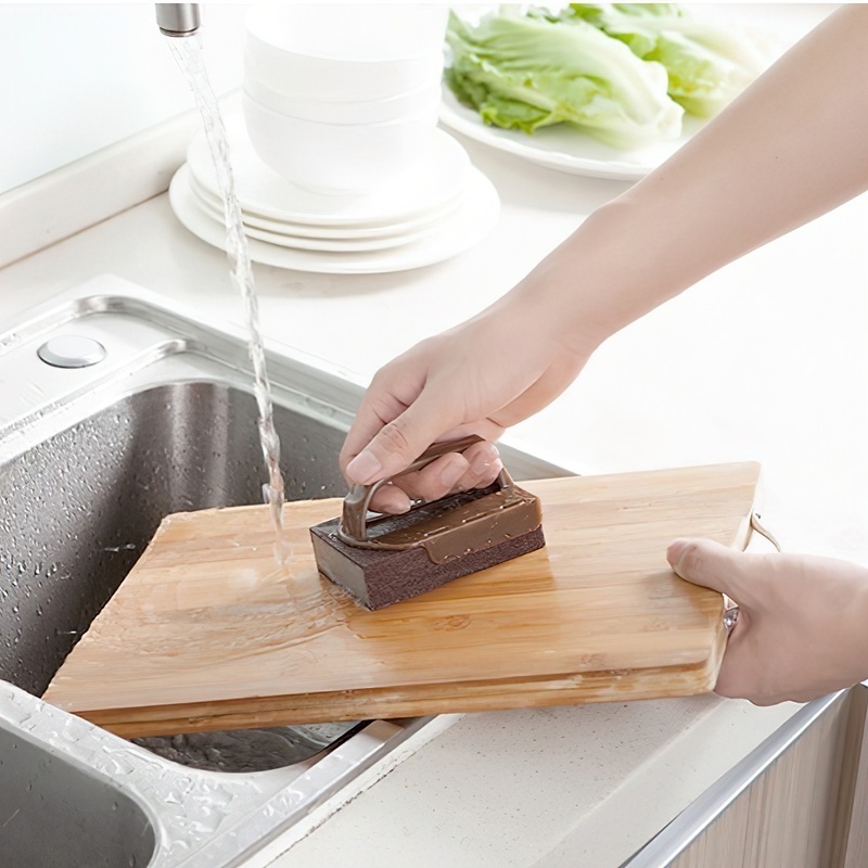 1 Bộ Miếng Bọt Biển Có Tay Cầm Nhựa Vệ Sinh Nhà Bếp Phòng Tắm