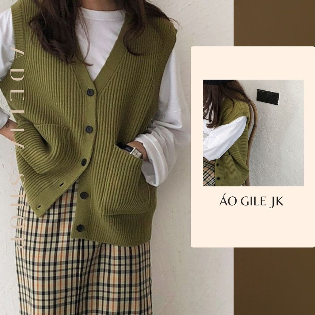 Gile Len | Áo Gile Cardigan Cổ V Chất Len Mềm Form Basic Thời Trang Ulzzang, Khoác Len Mềm Dệt Kim Basic | BigBuy360 - bigbuy360.vn