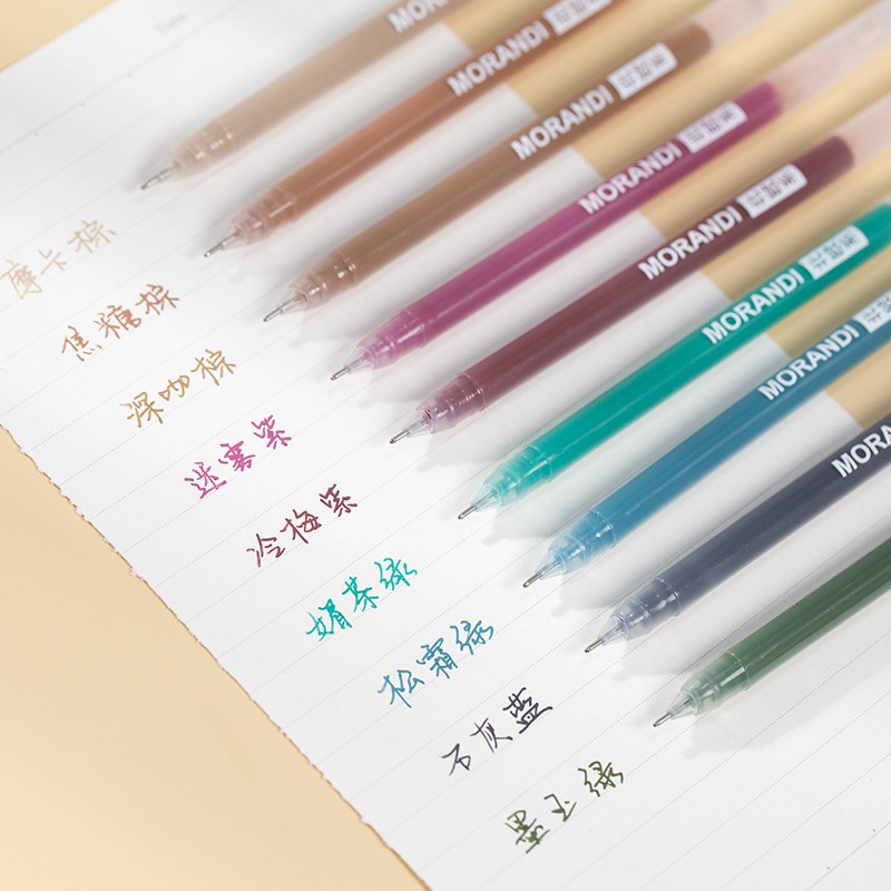 Bộ 9 bút mực gel nhiều màu sắc dung tích lớn 3 ngăn tiện dụng cho học sinh
