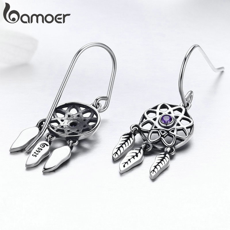 Khuyên Tai Bạc 925 Bamoer Phối Mặt Hình Dreamcatcher Xinh Xắn Cho Nữ