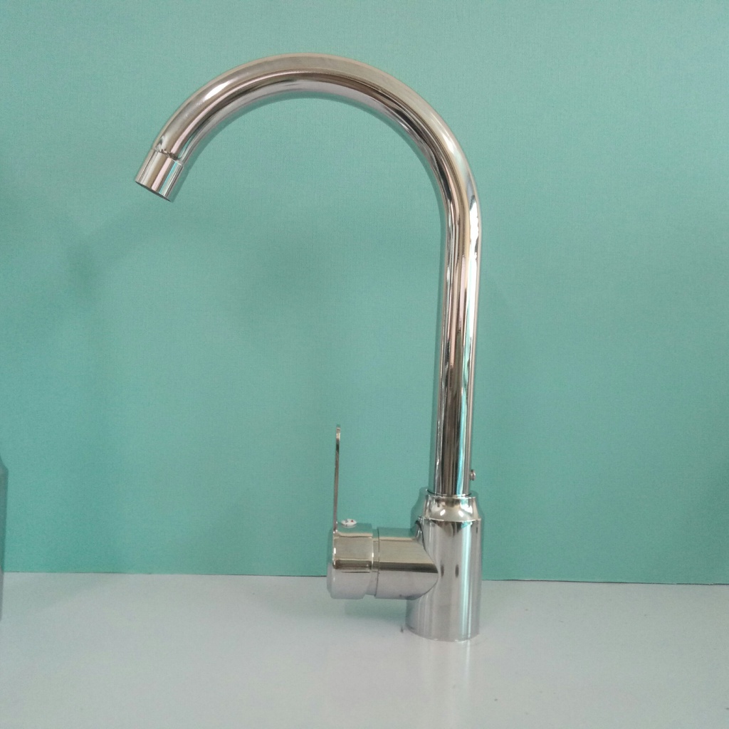(Kèm dây cấp nước) Vòi rửa chén bát nóng lạnh inox bóng cần cứng cổ bi xoay 360 độ siêu bền tay gạt mỏng dẹt mẫu mới