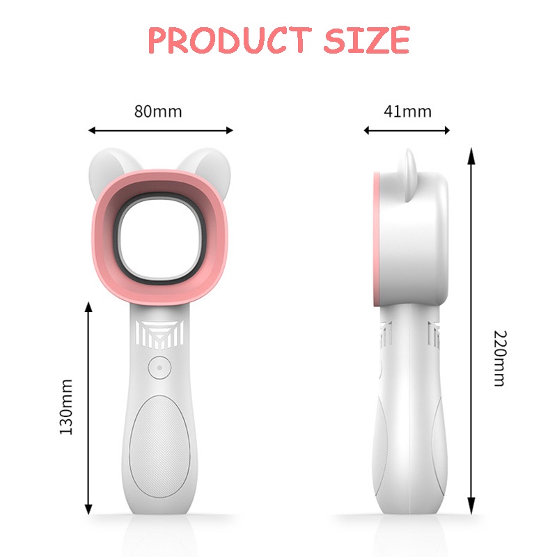 Quạt Làm Mát Mini Cầm Tay Không Cánh Hình Mèo Dễ Thương 2000mAh Không Gây Tiếng Ồn 8H