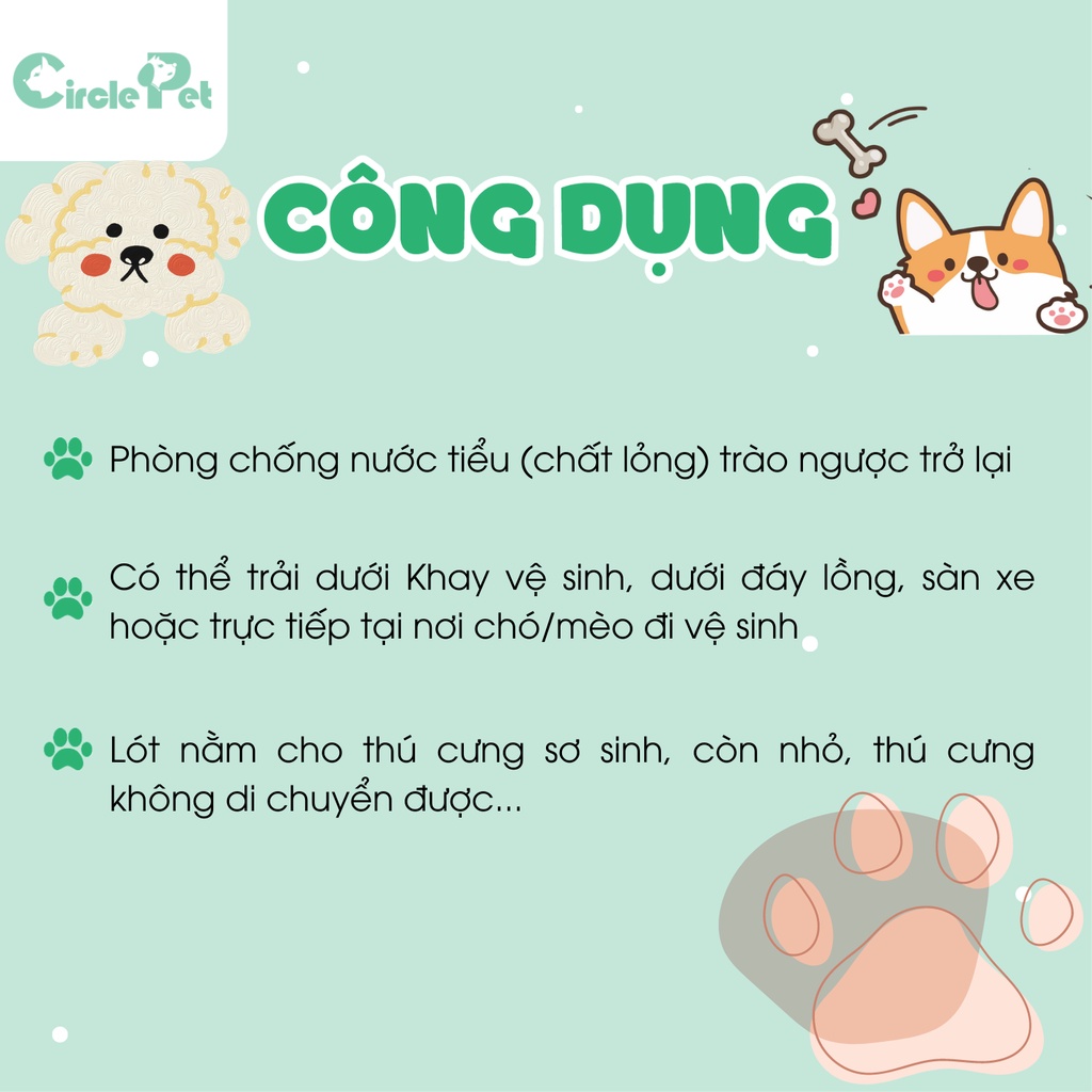 Tã Quần Cho Chó Cái Top Dog Siêu Thấm Hút Khử Mùi Tốt Bịch 10 Miếng Nhiều Size XXS/XS/S/M/L/XL - Circle Pet