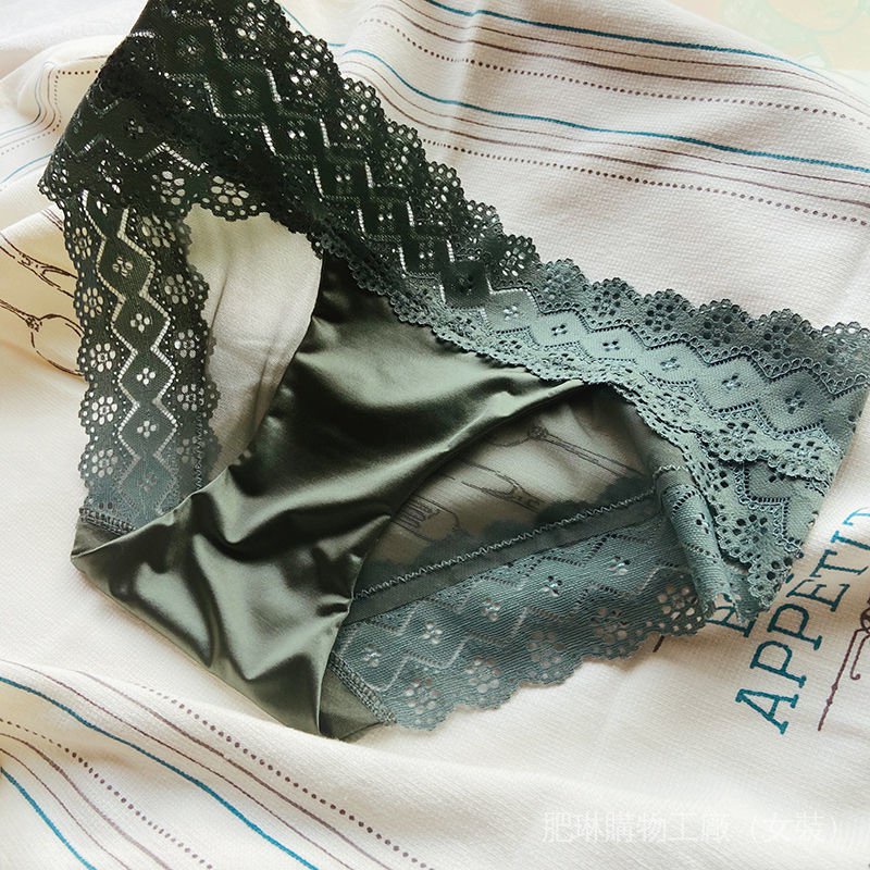 Quần Lót Lụa Satin Trong Suốt Không Đường May Lưng Vừa Phong Cách Retro Âu Mỹ Gợi Cảm Cho Nữ