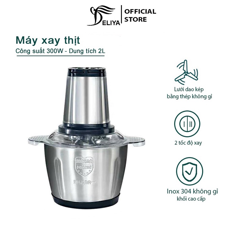 [Mã ELHADEV giảm 4% đơn 300K] Máy xay thịt đa năng DELIYA công suất 250W, cối inox304, 4 lưỡi dao sắc bén