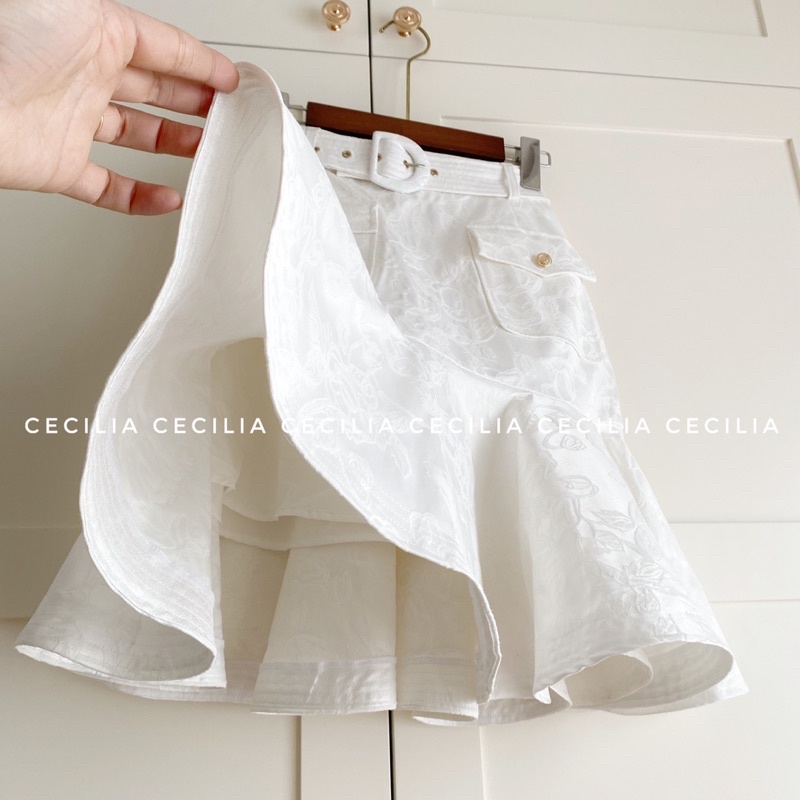 Chân váy thiết kế MONIQUE skirt by CECILIA màu đen, hồng & gấm trăngs đủ size XS -> XL