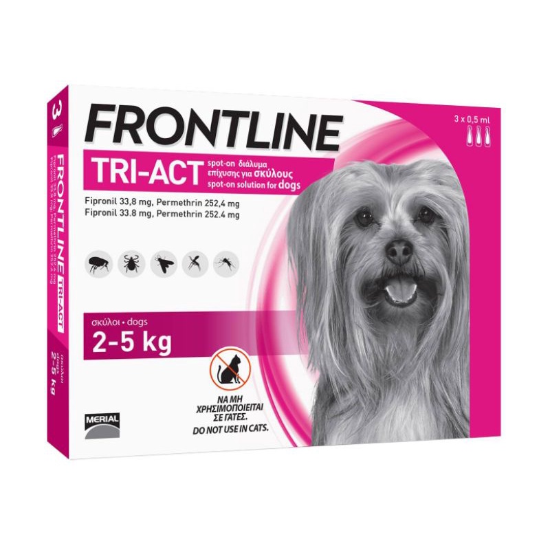 FRONTLINE TRIACT® size XS cho chó từ 2 - 5kg phòng và diệt ve, Rận, Bọ chét, Ruồi, Muỗi trên chó