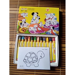 Bộ bút sáp màu gồm 12 màu chó đốm