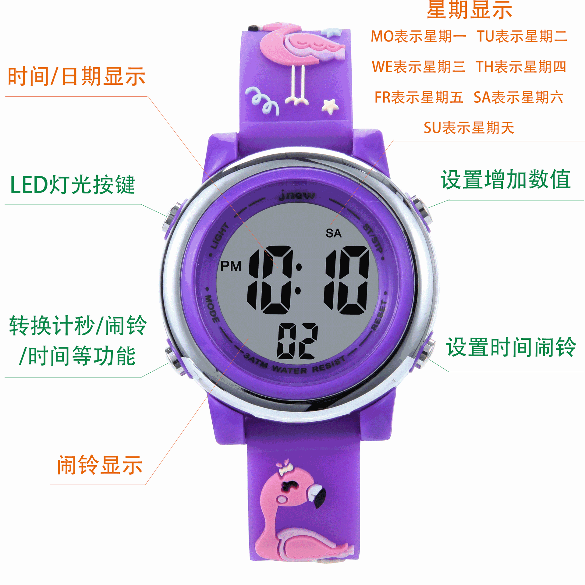 Đồng Hồ Đeo Tay Chống Nước Có Đèn Led Thời Trang Cho Bé Gái | BigBuy360 - bigbuy360.vn