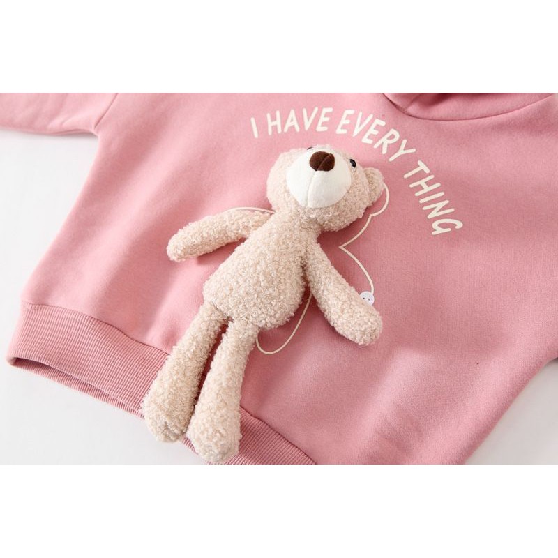 Bộ nỉ Gấu lót bông ấm - Dáng Hoodie phối đồ cực yêu
