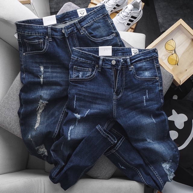 Quần jean nam rách ống ôm xuất dư cao cấp | BigBuy360 - bigbuy360.vn