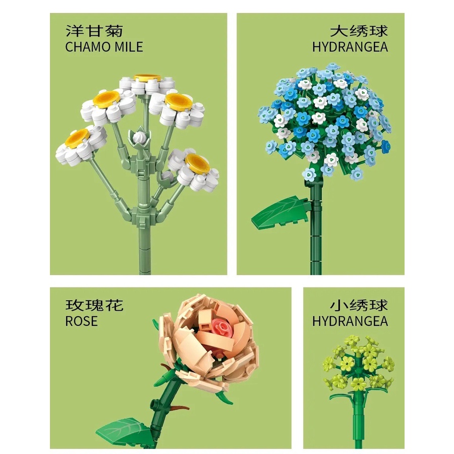 Lắp Ráp Mô Hình Bó Hoa Trang Trí Nhà Cửa, Decor, Sinh Nhật, Lễ Tết Chính Hãng LOZ (Fullbox)